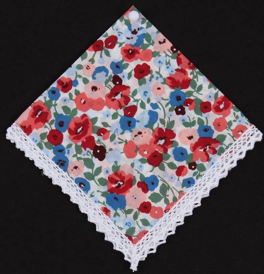 Embroidered lace edge handkerchief "Red Floral" Style: EHC-RF